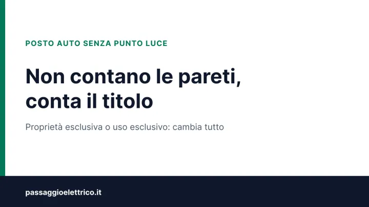 Copertina: «Non contano le pareti, conta il titolo», sul posto auto senza punto luce
