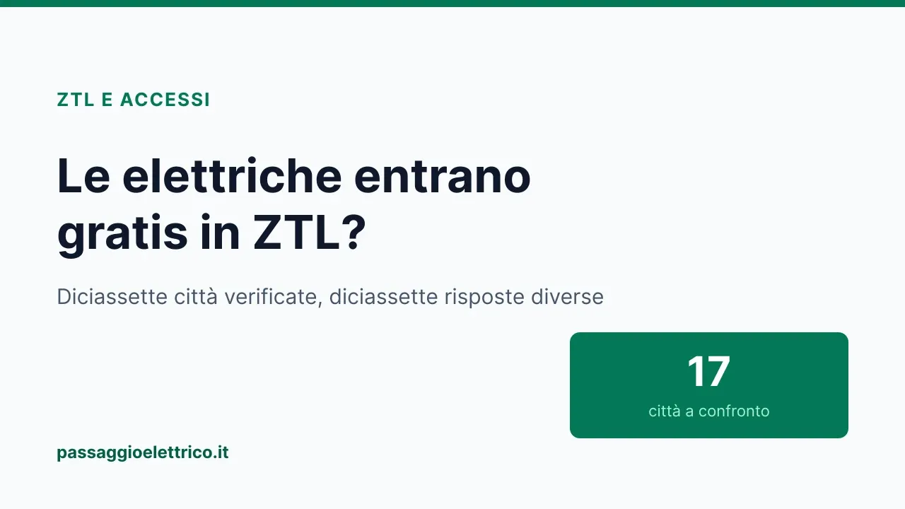 Copertina: «Le elettriche entrano gratis in ZTL?», con il dato delle diciassette città verificate