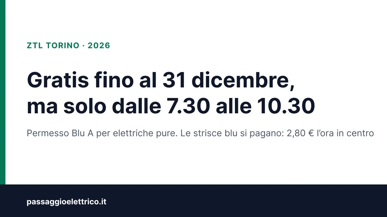 Copertina: «Gratis fino al 31 dicembre, ma solo dalle 7.30 alle 10.30», sul permesso ZTL per auto elettriche a Torino